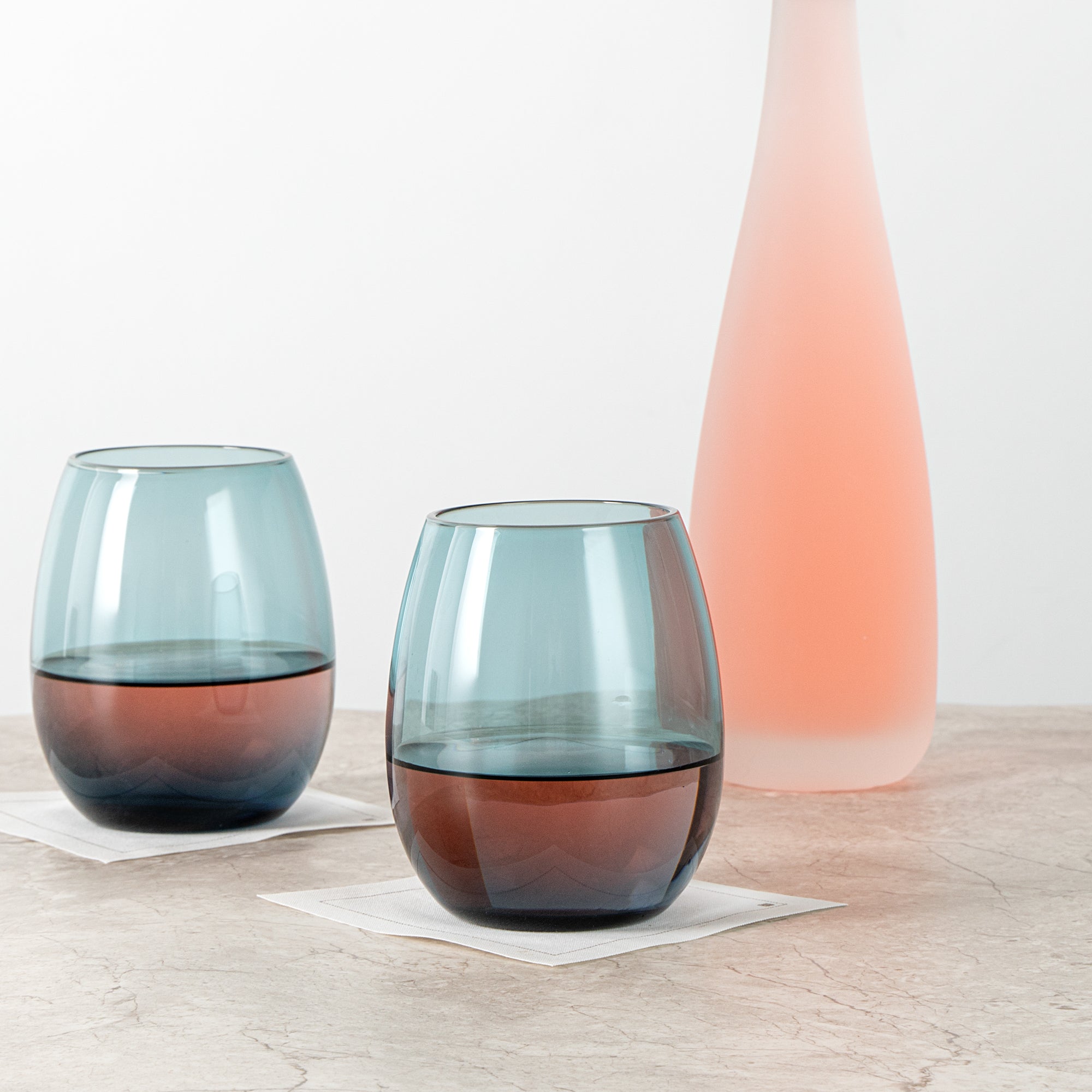 Vetri 15 oz Blue Stemless Wine Glass - 3 3/4" x 3 3/4" x 4 1/4" - 24 count box