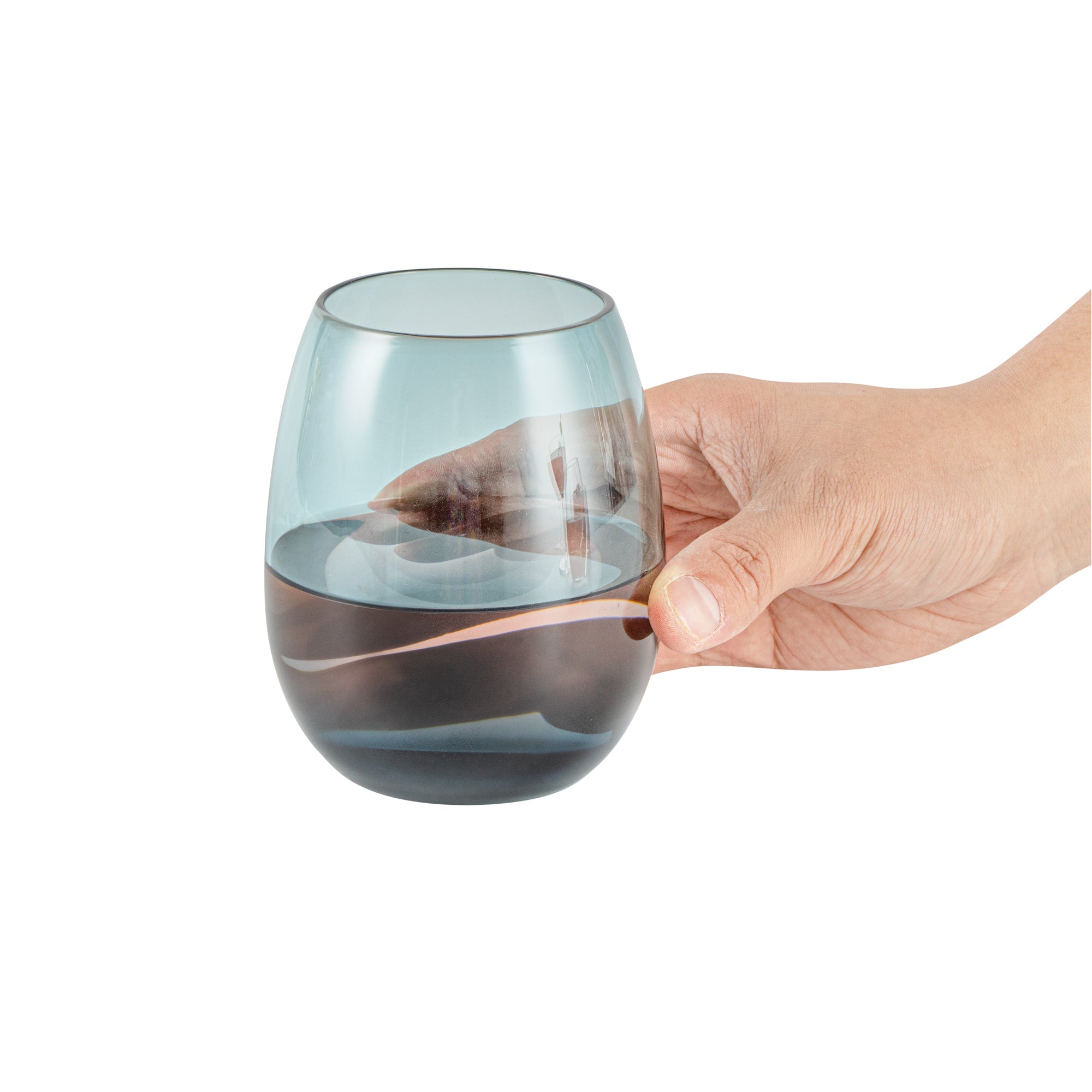 Vetri 15 oz Blue Stemless Wine Glass - 3 3/4" x 3 3/4" x 4 1/4" - 6 count box