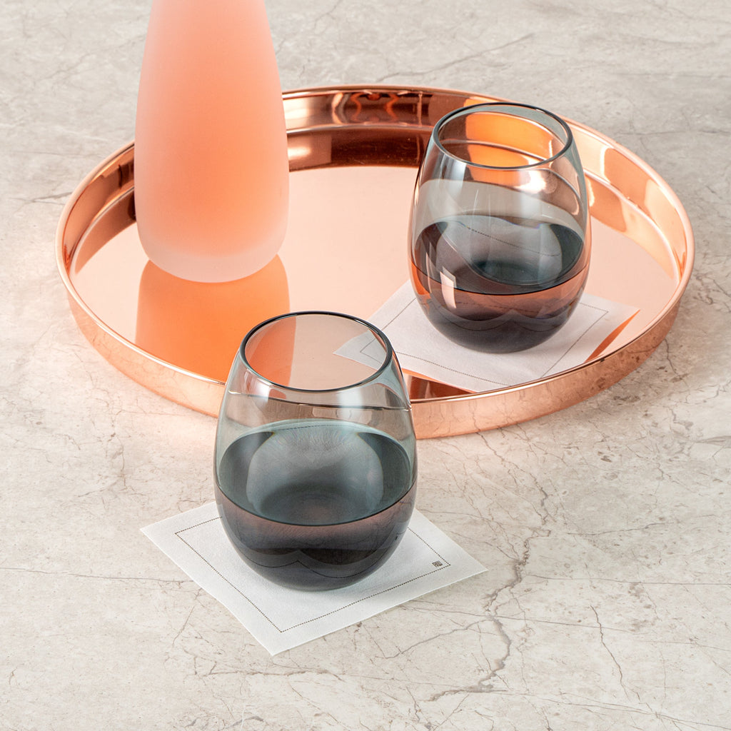 Vetri 15 oz Blue Stemless Wine Glass - 3 3/4" x 3 3/4" x 4 1/4" - 6 count box