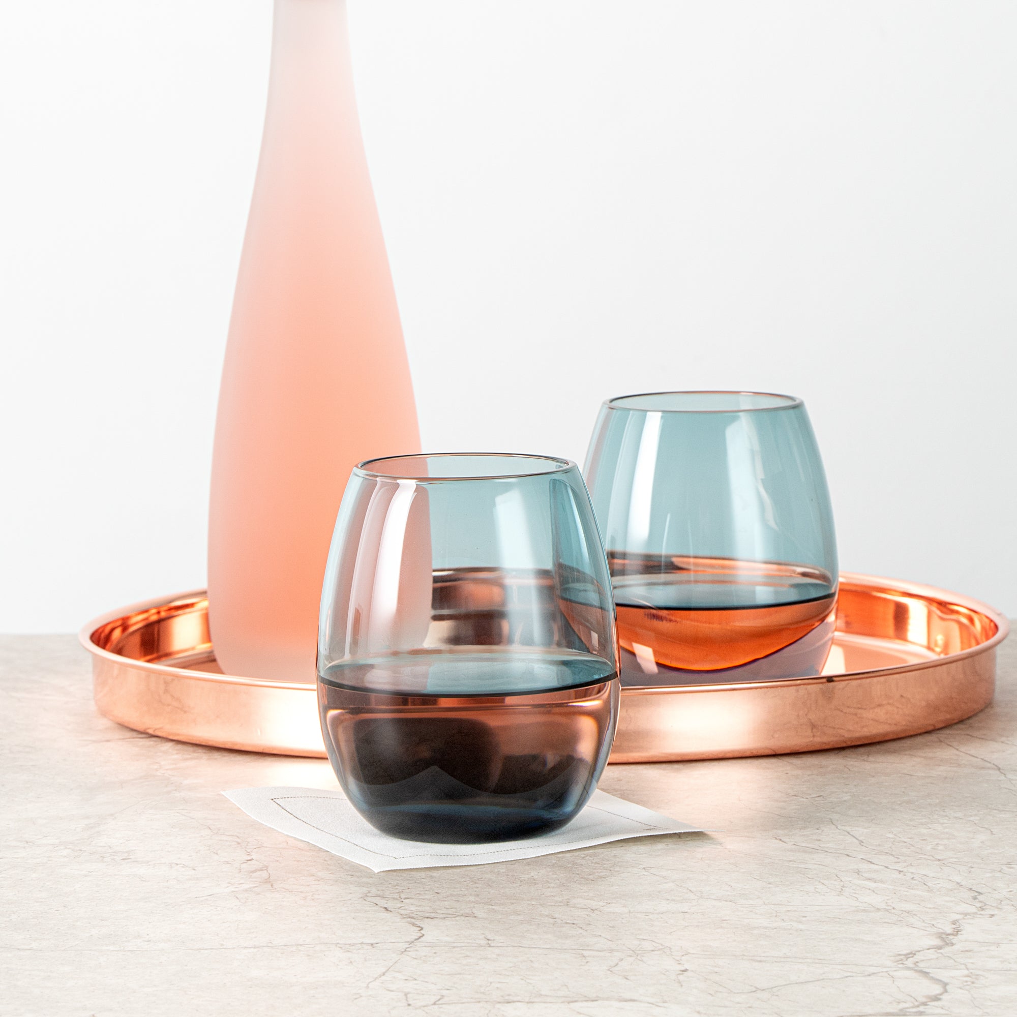 Vetri 15 oz Blue Stemless Wine Glass - 3 3/4" x 3 3/4" x 4 1/4" - 6 count box