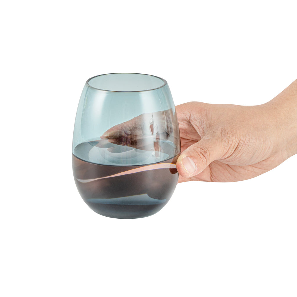 Vetri 15 oz Blue Stemless Wine Glass - 3 3/4" x 3 3/4" x 4 1/4" - 24 count box
