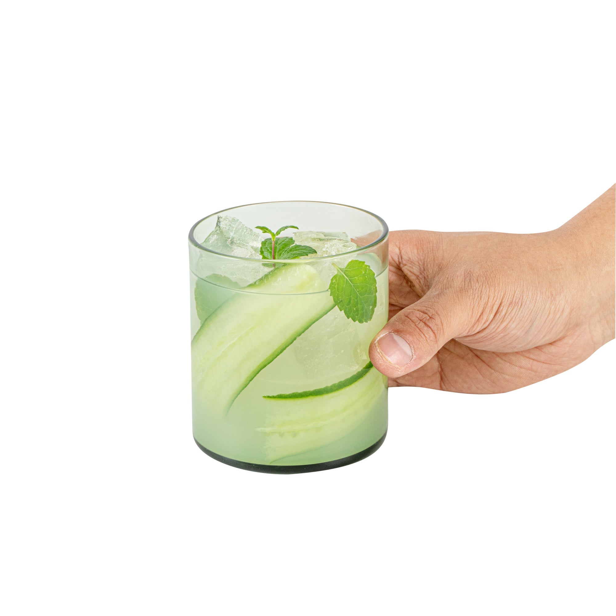 Vetri 10 oz Green Rocks / Old Fashioned Glass - 3 1/4" x 3 1/4" x 3 1/2" - 6 count box