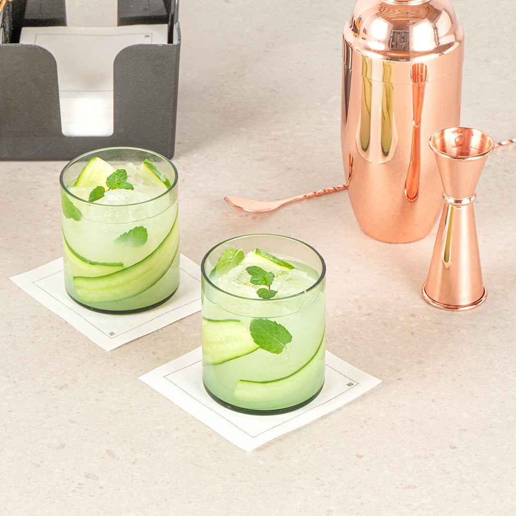 Vetri 10 oz Green Rocks / Old Fashioned Glass - 3 1/4" x 3 1/4" x 3 1/2" - 6 count box
