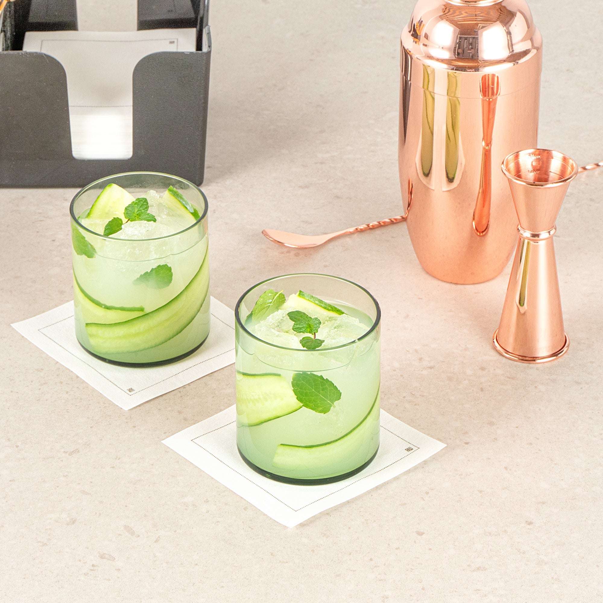 Vetri 10 oz Green Rocks / Old Fashioned Glass - 3 1/4" x 3 1/4" x 3 1/2" - 6 count box