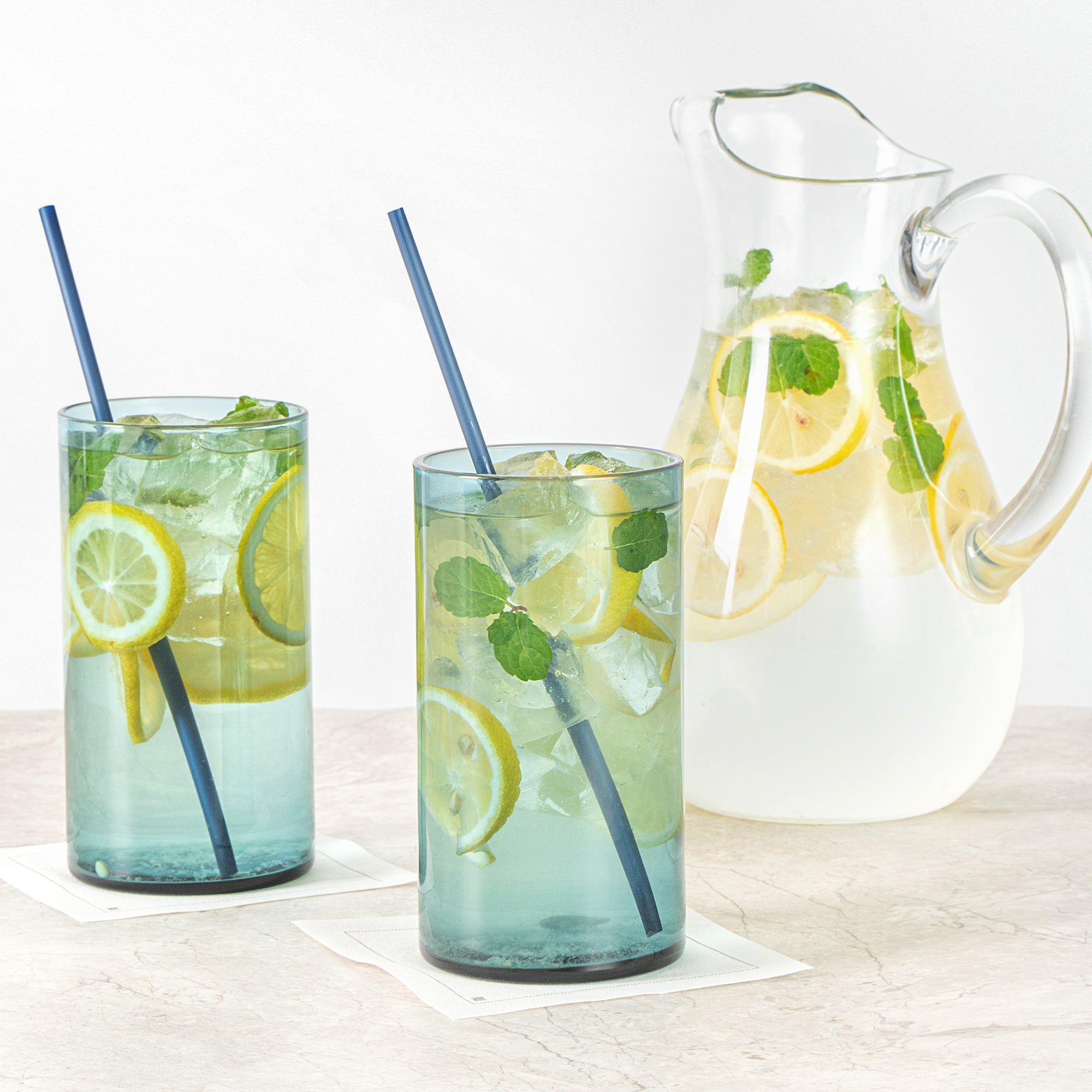Vetri 16 oz Blue Beverage Glass - 3" x 3" x 5 1/2" - 24 count box