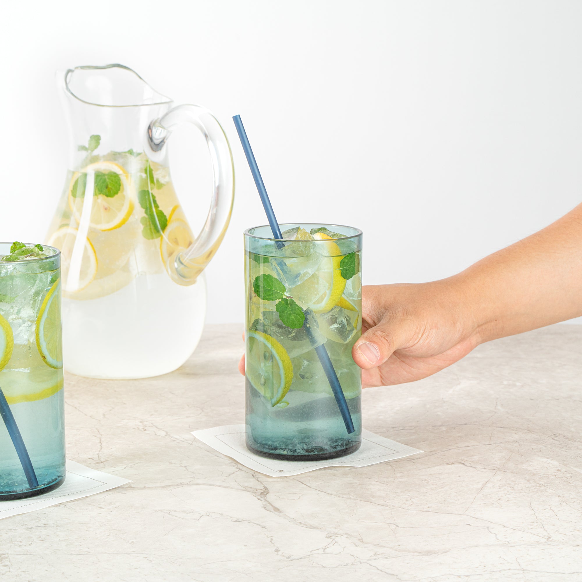 Vetri 16 oz Blue Beverage Glass - 3" x 3" x 5 1/2" - 24 count box