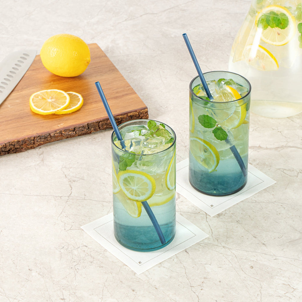Vetri 16 oz Blue Beverage Glass - 3" x 3" x 5 1/2" - 24 count box