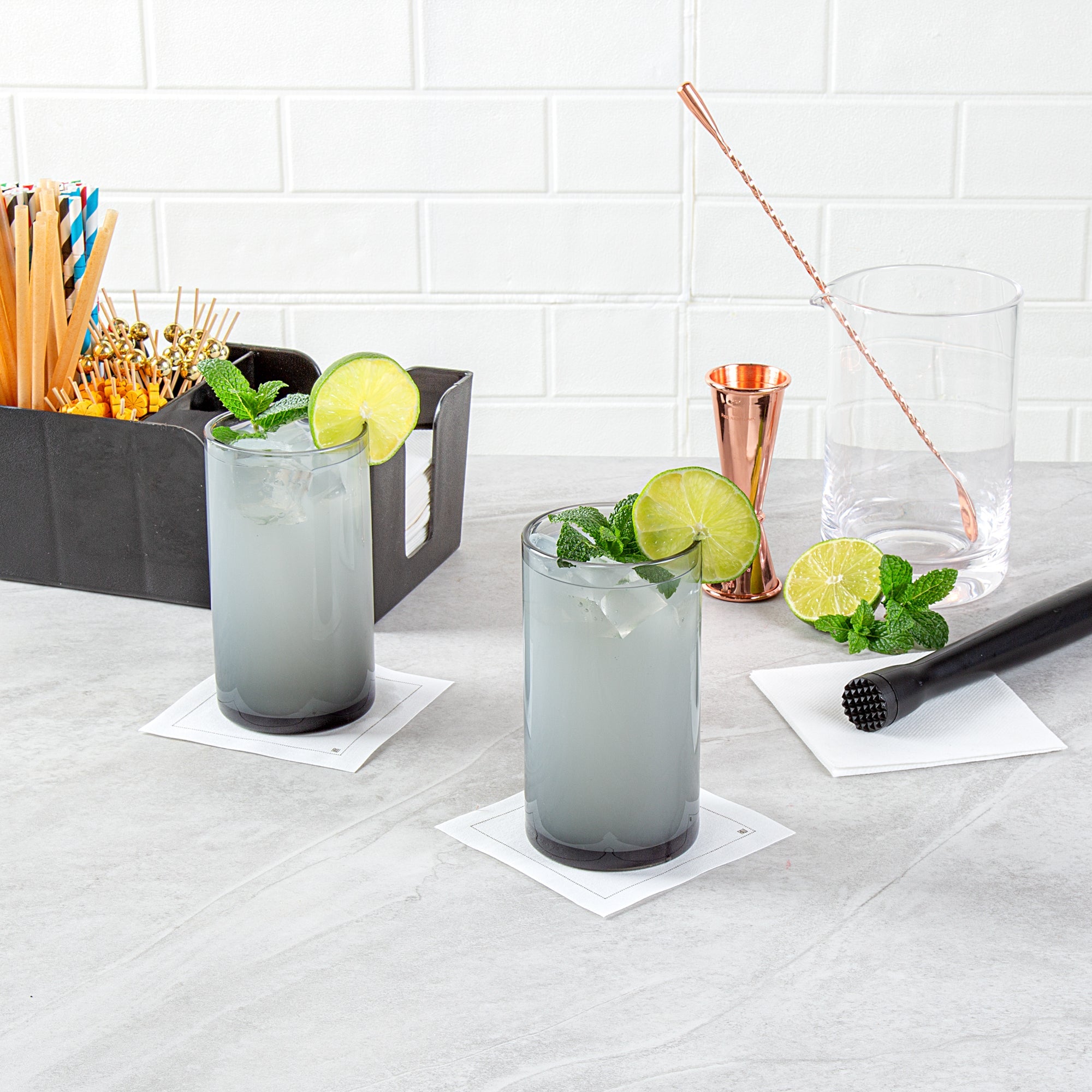Vetri 16 oz Gray Beverage Glass - 3" x 3" x 5 1/2" - 6 count box