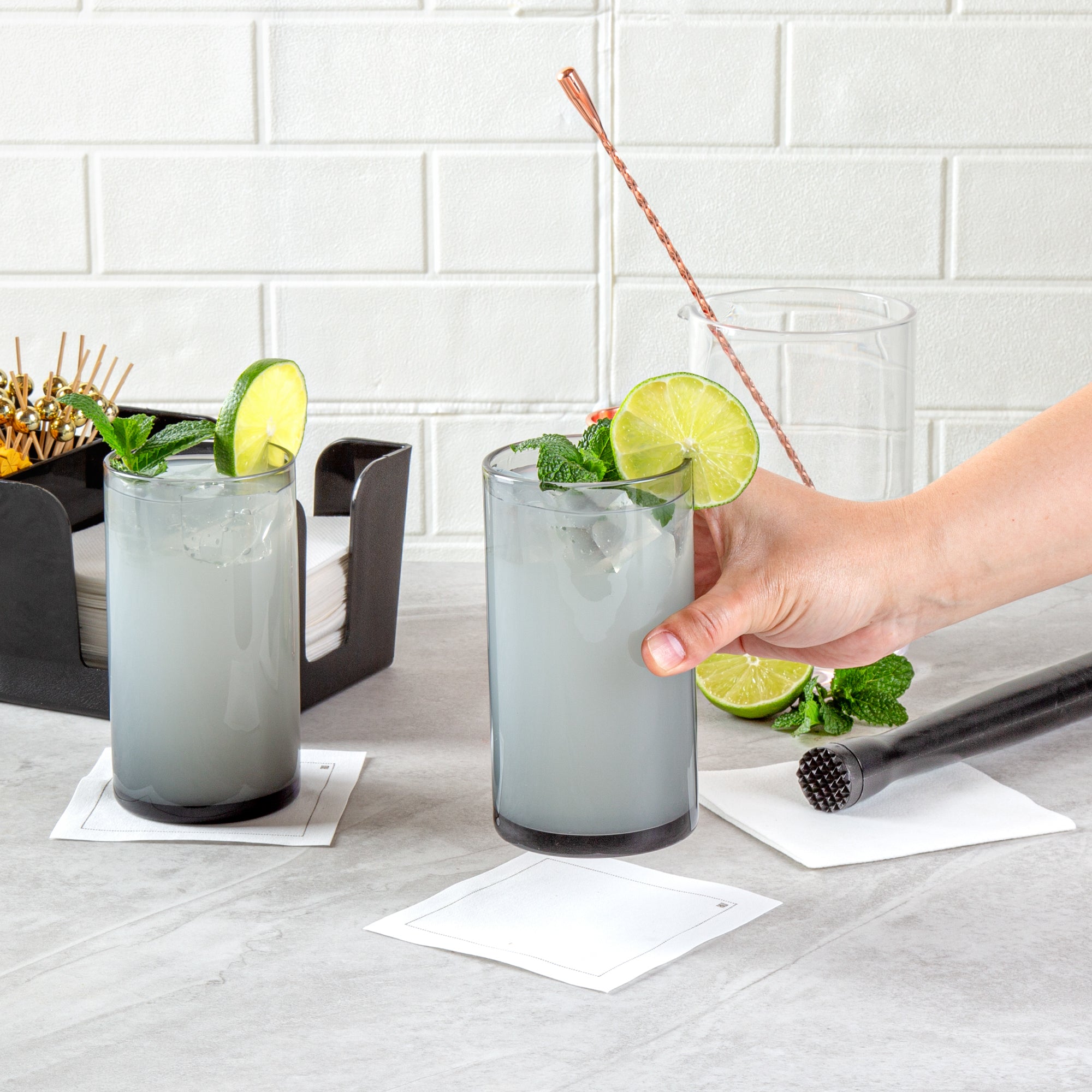 Vetri 16 oz Gray Beverage Glass - 3" x 3" x 5 1/2" - 24 count box