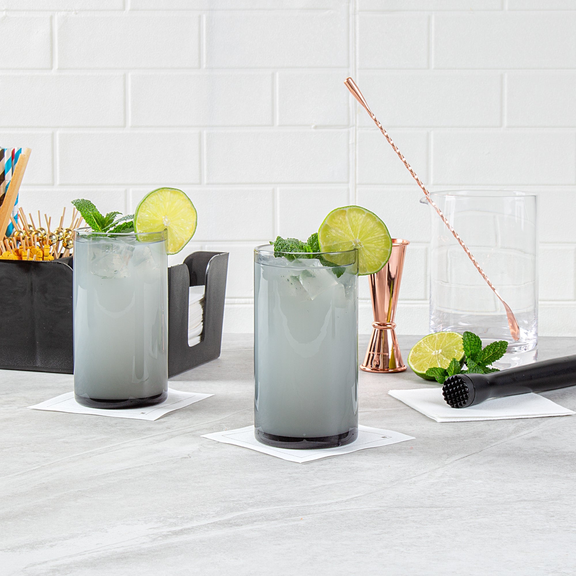 Vetri 16 oz Gray Beverage Glass - 3" x 3" x 5 1/2" - 24 count box