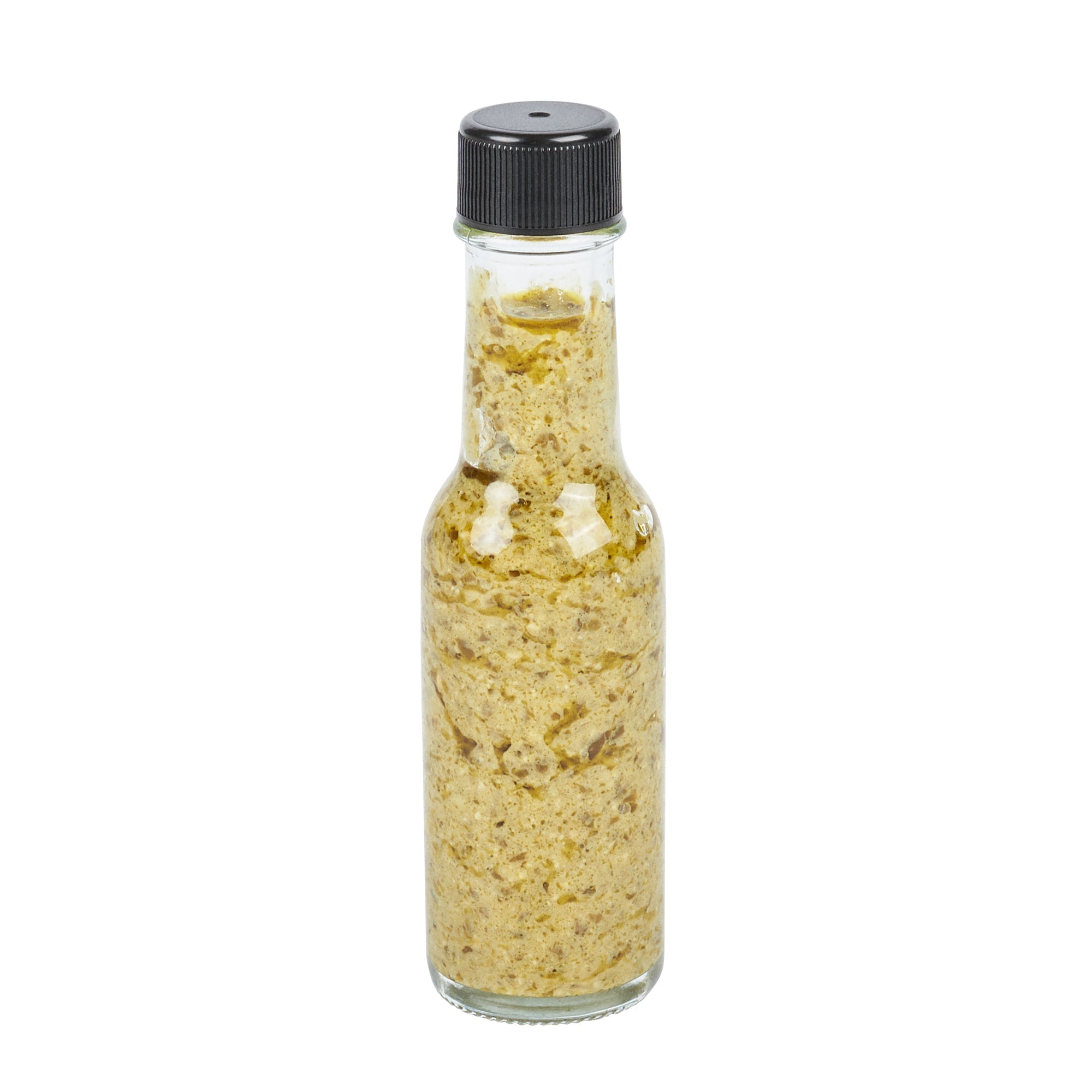 Vetri 3 oz Glass Woozy Bottle - with Black Cap - 1 1/2" x 1 1/2" x 6" - 10 count box
