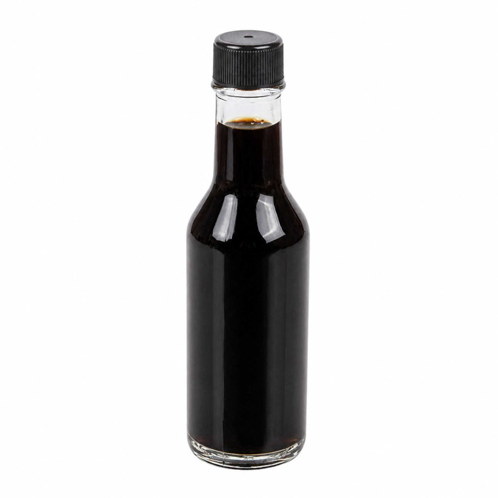 Vetri 5 oz Glass Woozy Bottle - with Black Cap - 1 3/4" x 1 3/4" x 6 3/4" - 10 count box