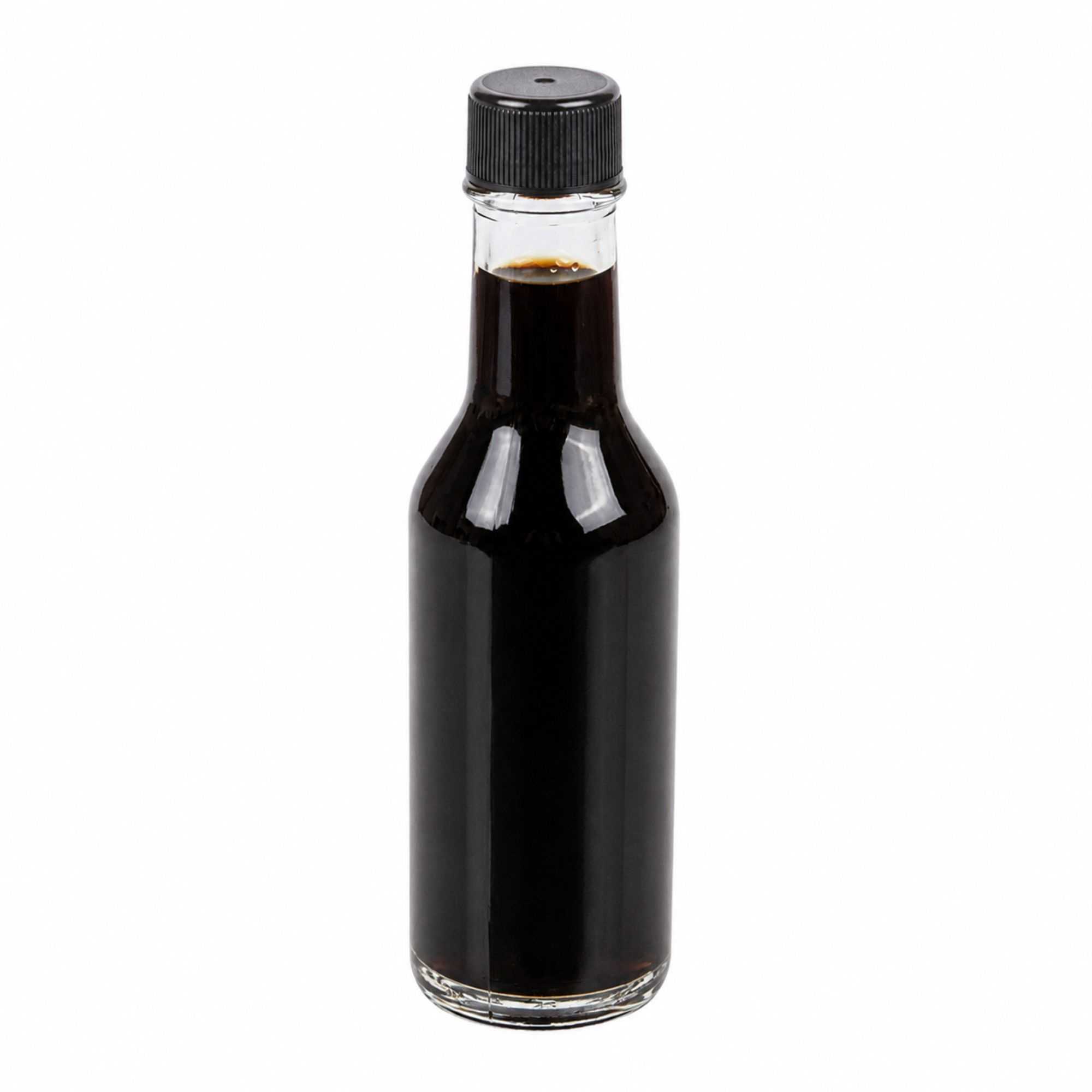 Vetri 5 oz Glass Woozy Bottle - with Black Cap - 1 3/4" x 1 3/4" x 6 3/4" - 10 count box