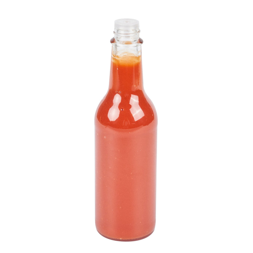 Vetri 9 oz Glass Woozy Bottle - with Red Cap - 2 1/4" x 2 1/4" x 7 3/4" - 10 count box