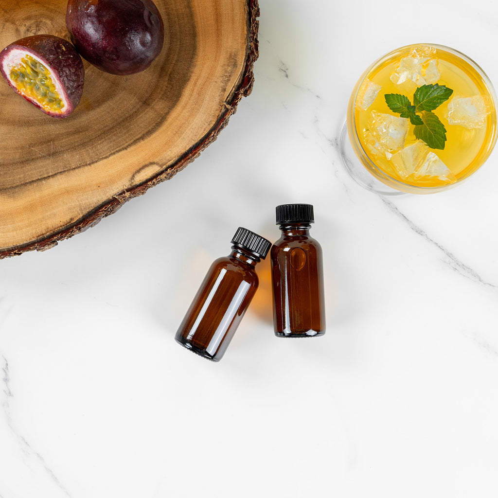 Vetri 1 oz Boston Round Amber Glass Bottle - with Black Phenolic Cap - 1 1/4" x 1 1/4" x 3" - 48 count box