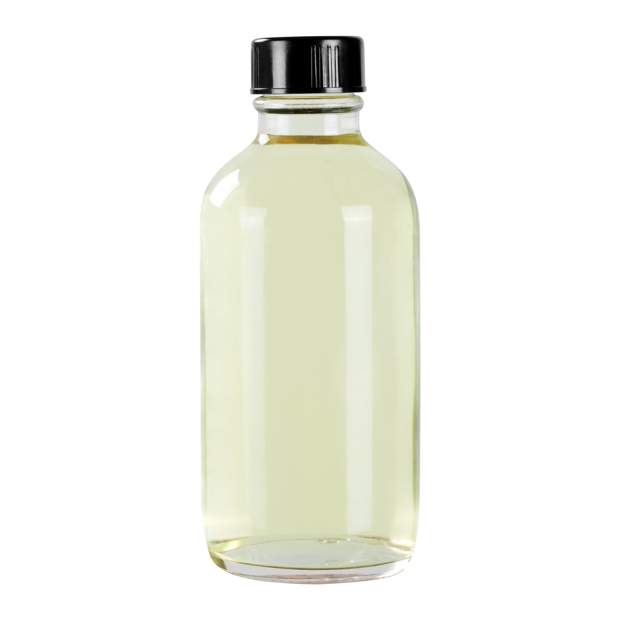 Vetri 4 oz Boston Round Clear Glass Bottle - with Black Phenolic Cap - 2" x 2" x 4 1/2" - 24 count box