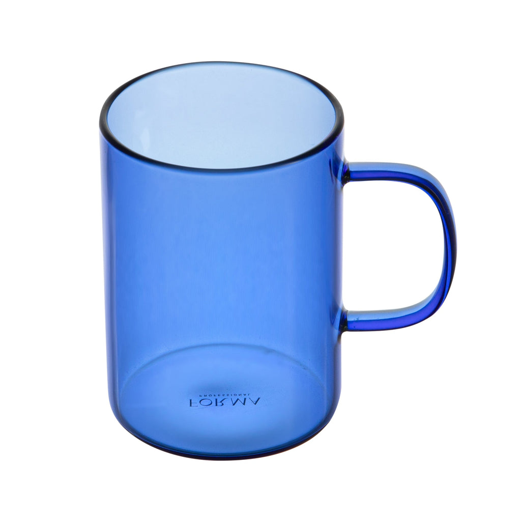 Forma Professional 7 oz Blue Glass Coffee Mug - Borosilicate, with Handle - 2 1/2" x 2 1/2" x 3 1/2" - 2 count box