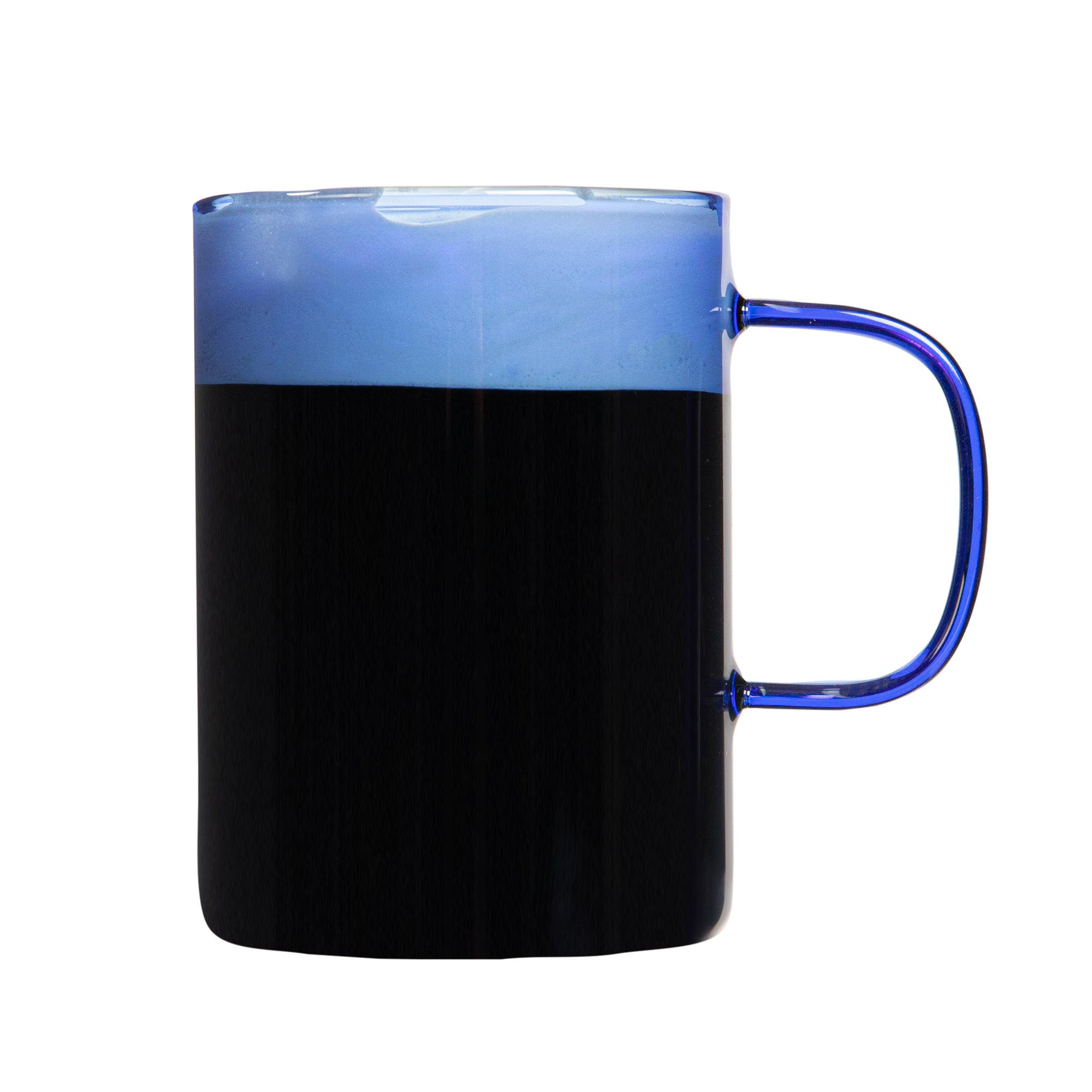 Forma Professional 7 oz Blue Glass Coffee Mug - Borosilicate, with Handle - 2 1/2" x 2 1/2" x 3 1/2" - 2 count box