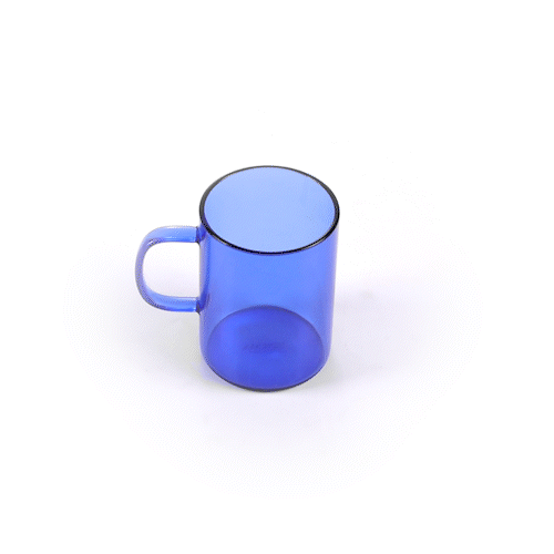 Forma Professional 7 oz Blue Glass Coffee Mug - Borosilicate, with Handle - 2 1/2" x 2 1/2" x 3 1/2" - 2 count box