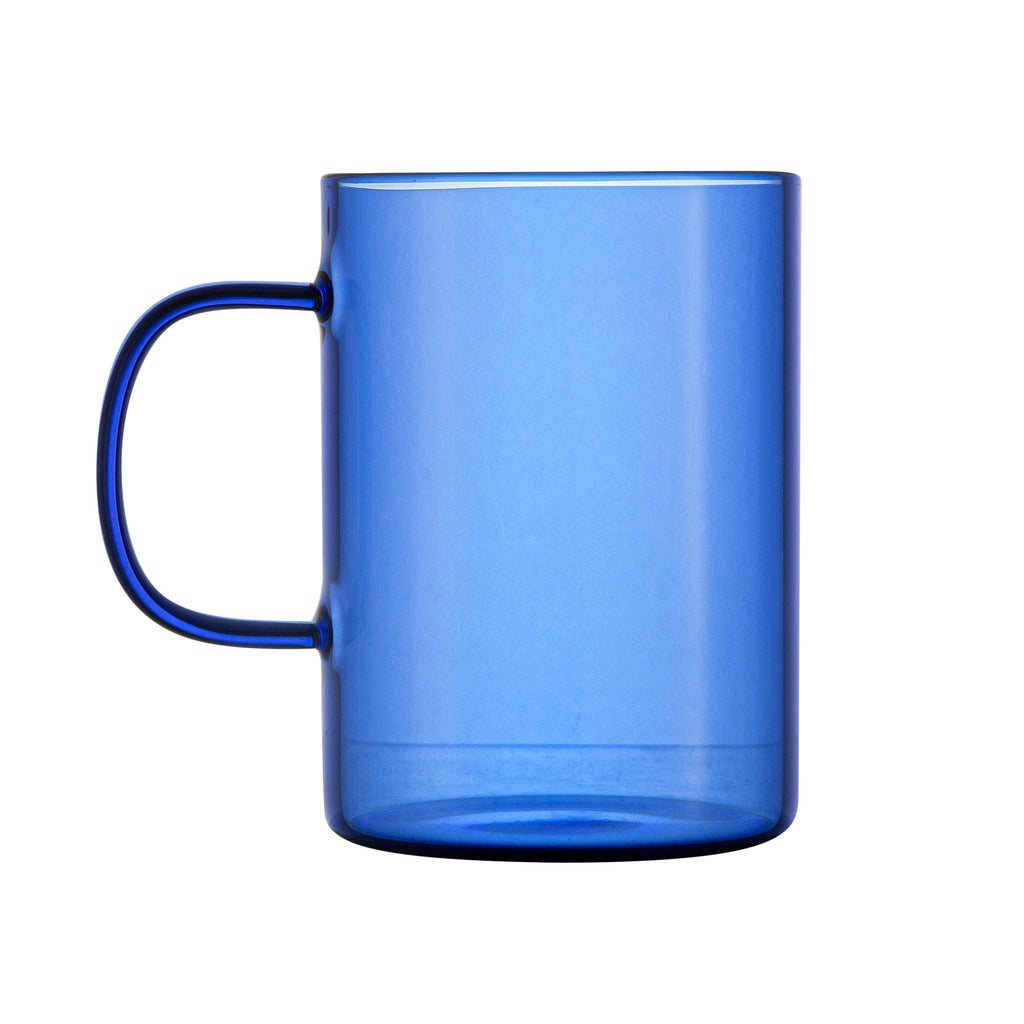 Forma Professional 7 oz Blue Glass Coffee Mug - Borosilicate, with Handle - 2 1/2" x 2 1/2" x 3 1/2" - 12 count box