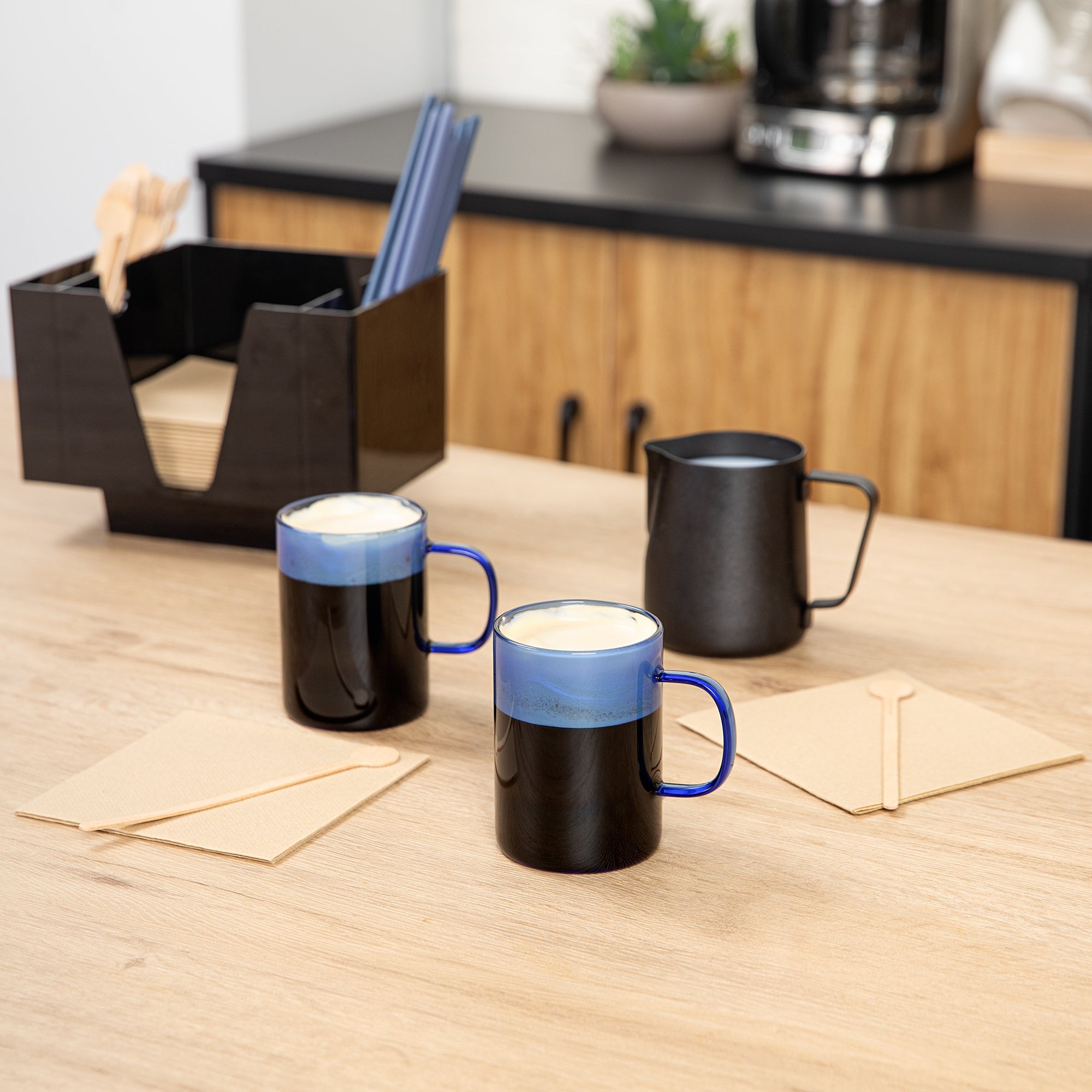 Forma Professional 7 oz Blue Glass Coffee Mug - Borosilicate, with Handle - 2 1/2" x 2 1/2" x 3 1/2" - 12 count box