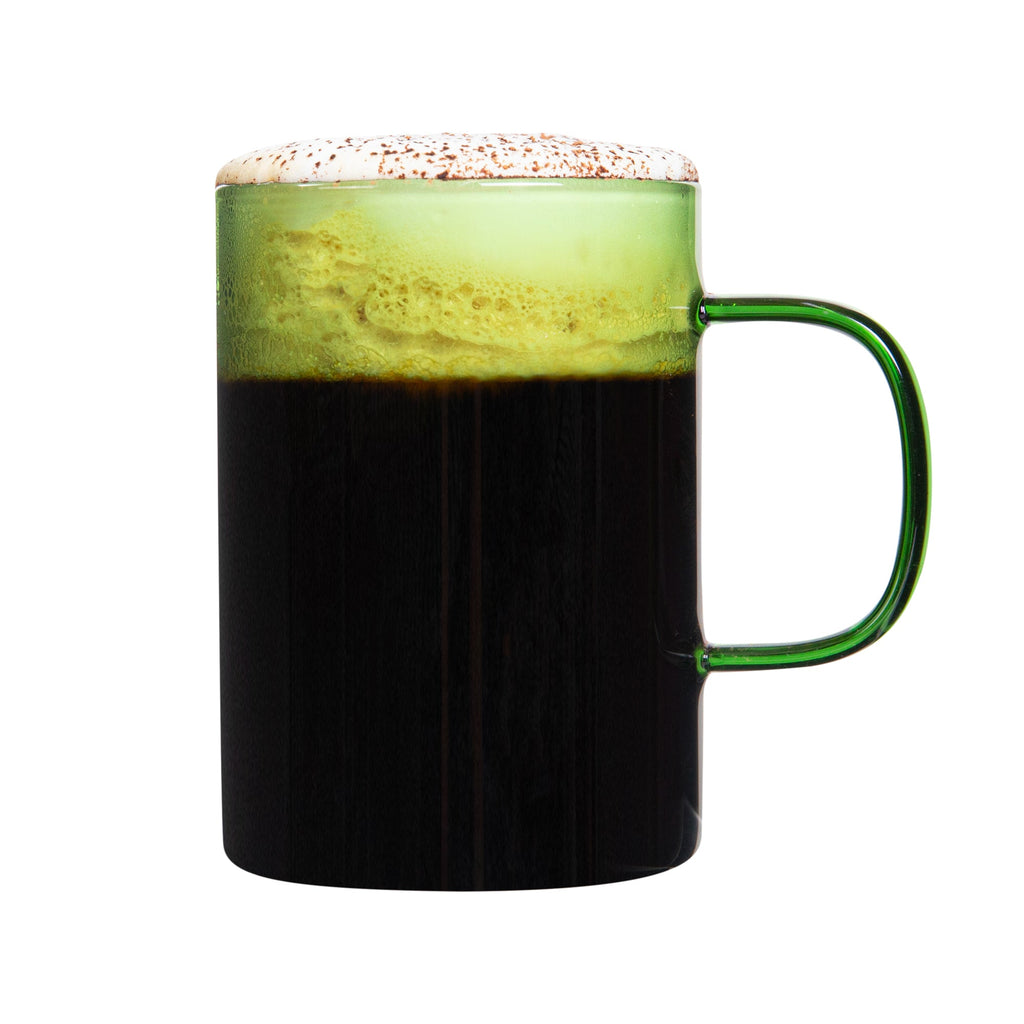 Forma Professional 7 oz Green Glass Coffee Mug - Borosilicate, with Handle - 2 1/2" x 2 1/2" x 3 1/2" - 2 count box