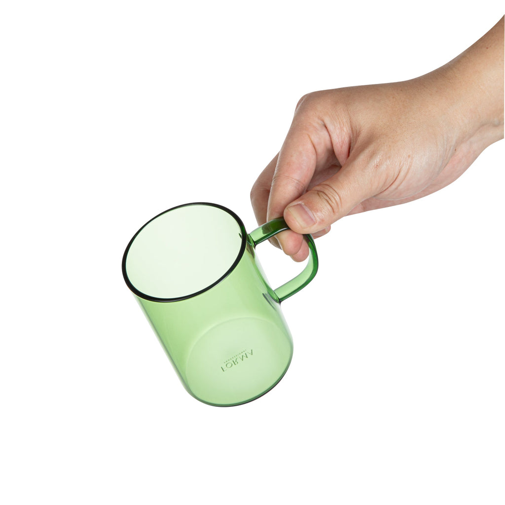 Forma Professional 7 oz Green Glass Coffee Mug - Borosilicate, with Handle - 2 1/2" x 2 1/2" x 3 1/2" - 2 count box