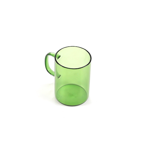 Forma Professional 7 oz Green Glass Coffee Mug - Borosilicate, with Handle - 2 1/2" x 2 1/2" x 3 1/2" - 2 count box