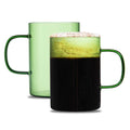 Forma Professional 7 oz Green Glass Coffee Mug - Borosilicate, with Handle - 2 1/2" x 2 1/2" x 3 1/2" - 12 count box