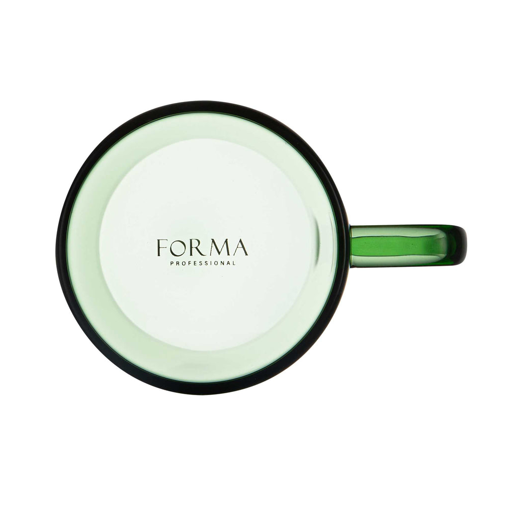 Forma Professional 7 oz Green Glass Coffee Mug - Borosilicate, with Handle - 2 1/2" x 2 1/2" x 3 1/2" - 12 count box