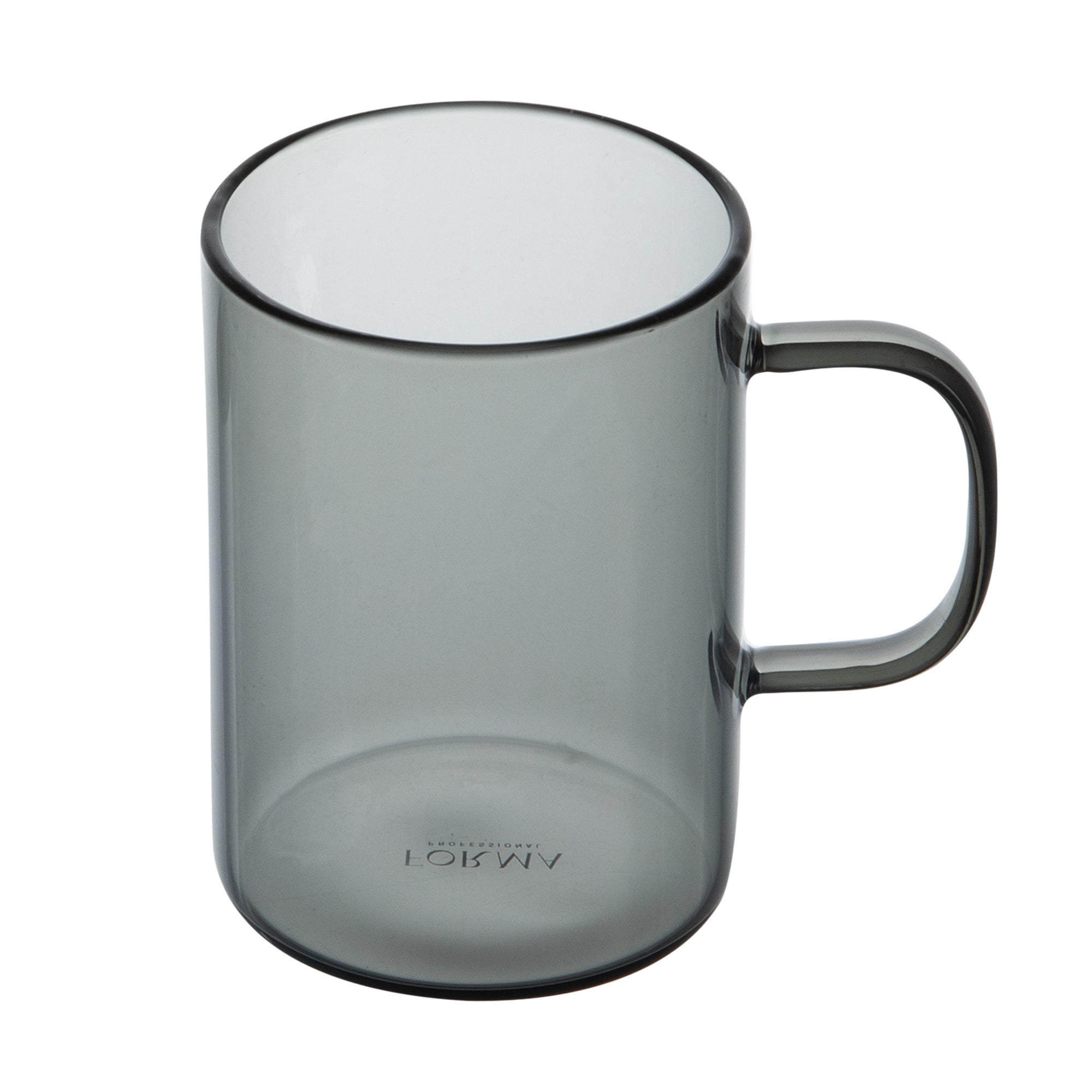 Forma Professional 7 oz Gray Glass Coffee Mug - Borosilicate, with Handle - 2 1/2" x 2 1/2" x 3 1/2" - 2 count box