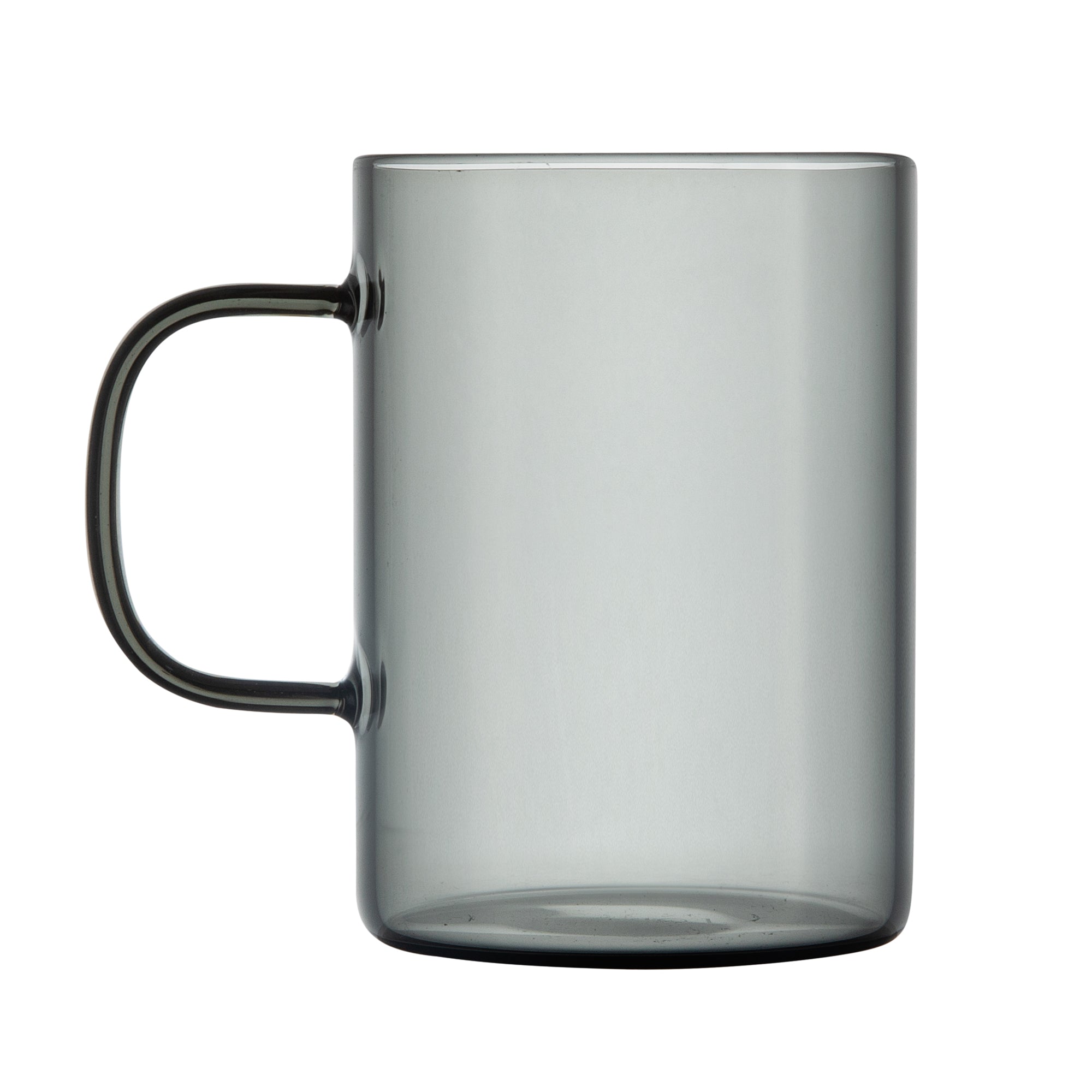 Forma Professional 7 oz Gray Glass Coffee Mug - Borosilicate, with Handle - 2 1/2" x 2 1/2" x 3 1/2" - 2 count box