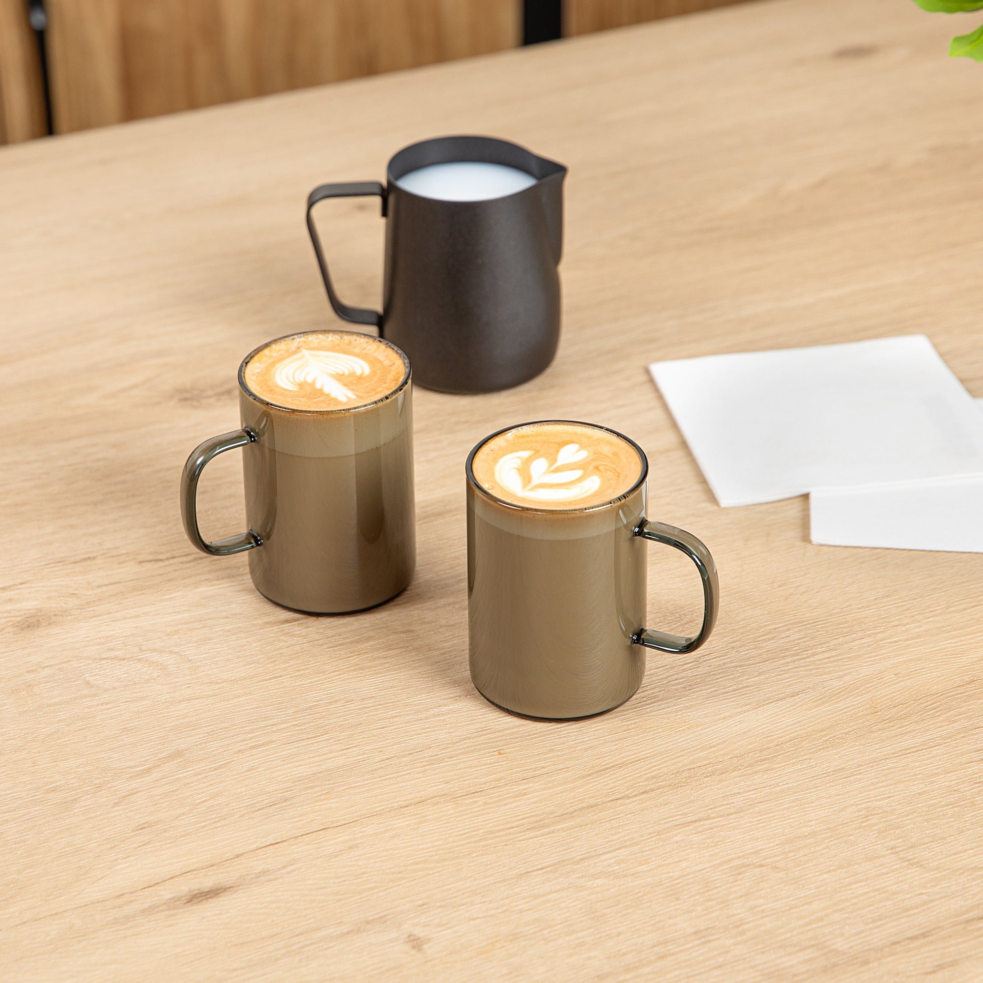 Forma Professional 7 oz Gray Glass Coffee Mug - Borosilicate, with Handle - 2 1/2" x 2 1/2" x 3 1/2" - 2 count box