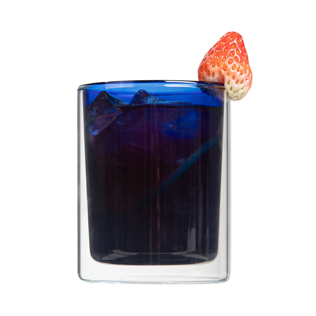 Forma Professional 9 oz Blue Glass Tumbler - Double Wall, Borosilicate - 3 1/4" x 3 1/4" x 4" - 12 count box