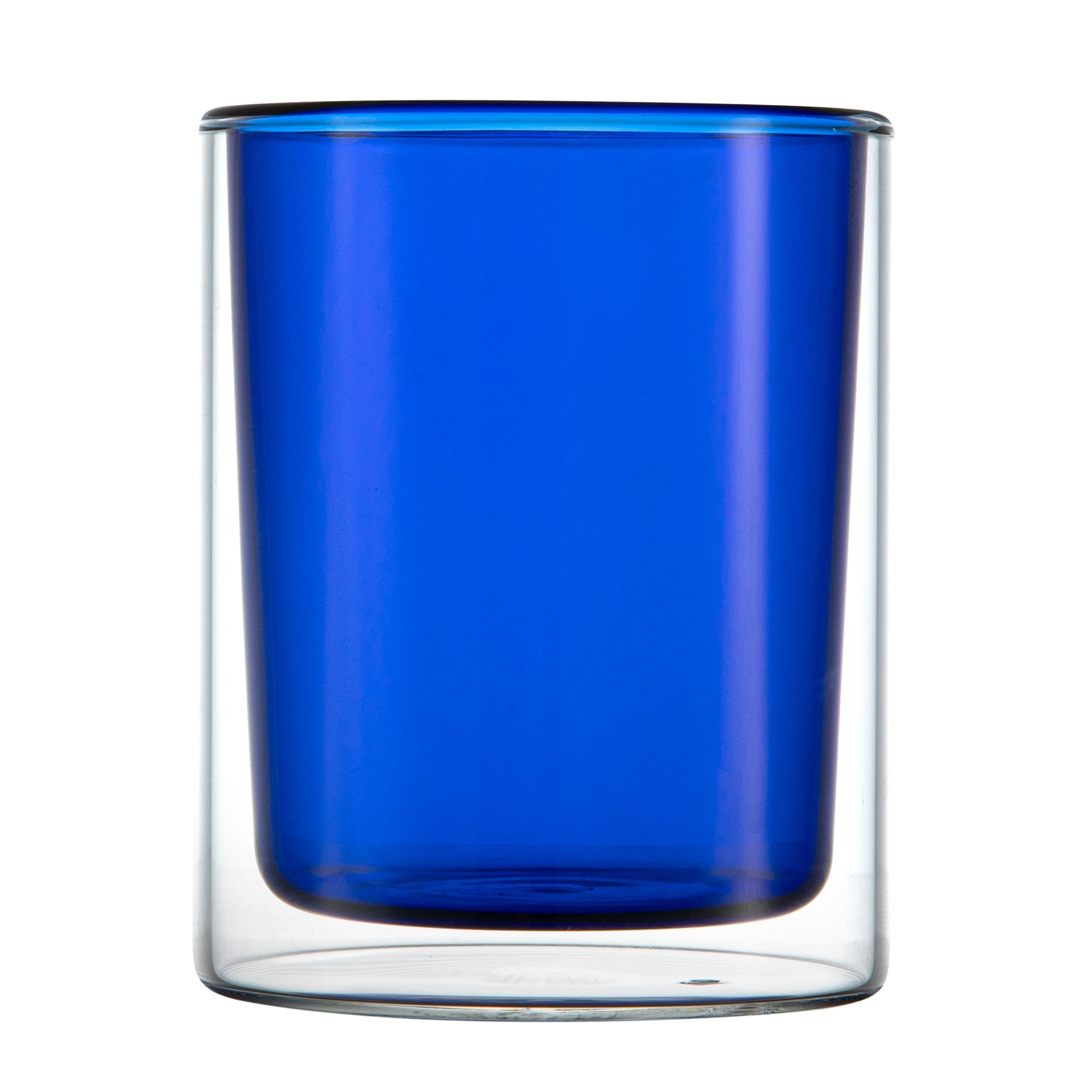 Forma Professional 9 oz Blue Glass Tumbler - Double Wall, Borosilicate - 3 1/4" x 3 1/4" x 4" - 12 count box