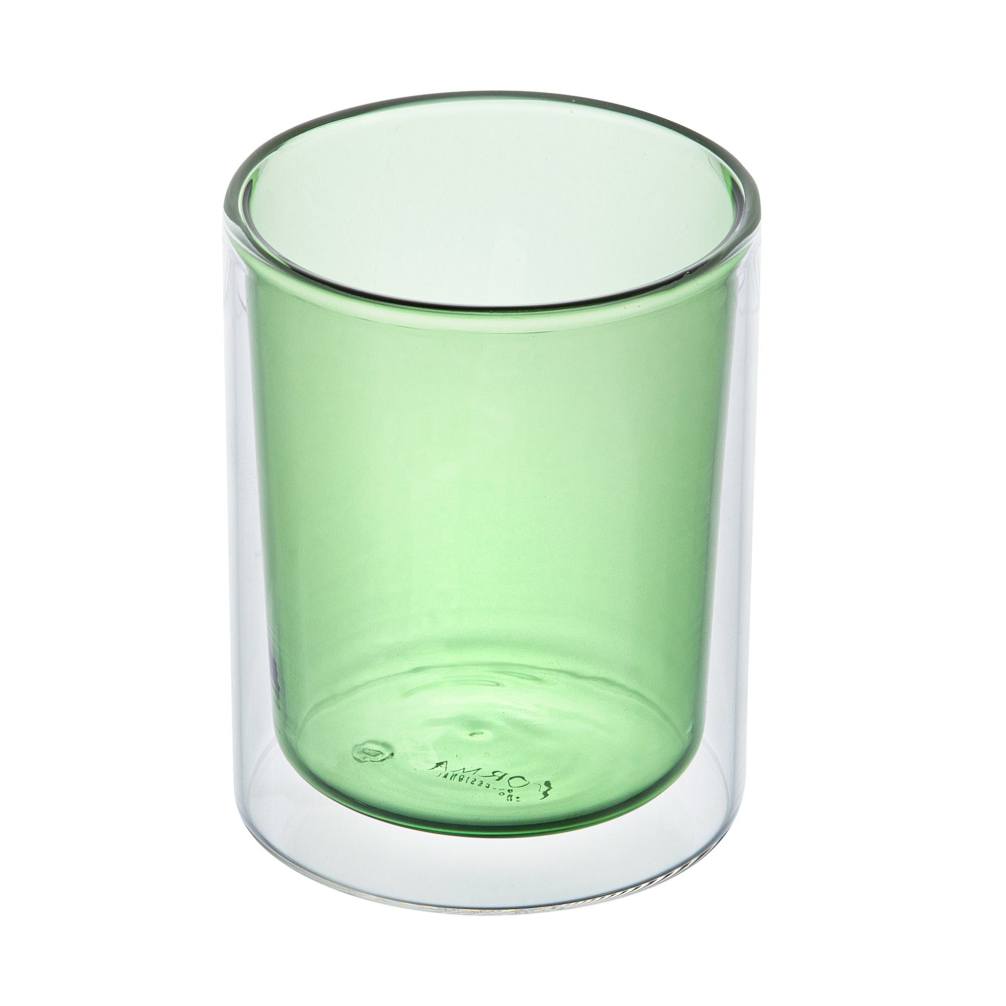 Forma Professional 9 oz Green Glass Tumbler - Double Wall, Borosilicate - 3 1/4" x 3 1/4" x 4" - 2 count box