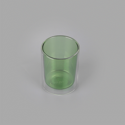 Forma Professional 9 oz Green Glass Tumbler - Double Wall, Borosilicate - 3 1/4" x 3 1/4" x 4" - 2 count box