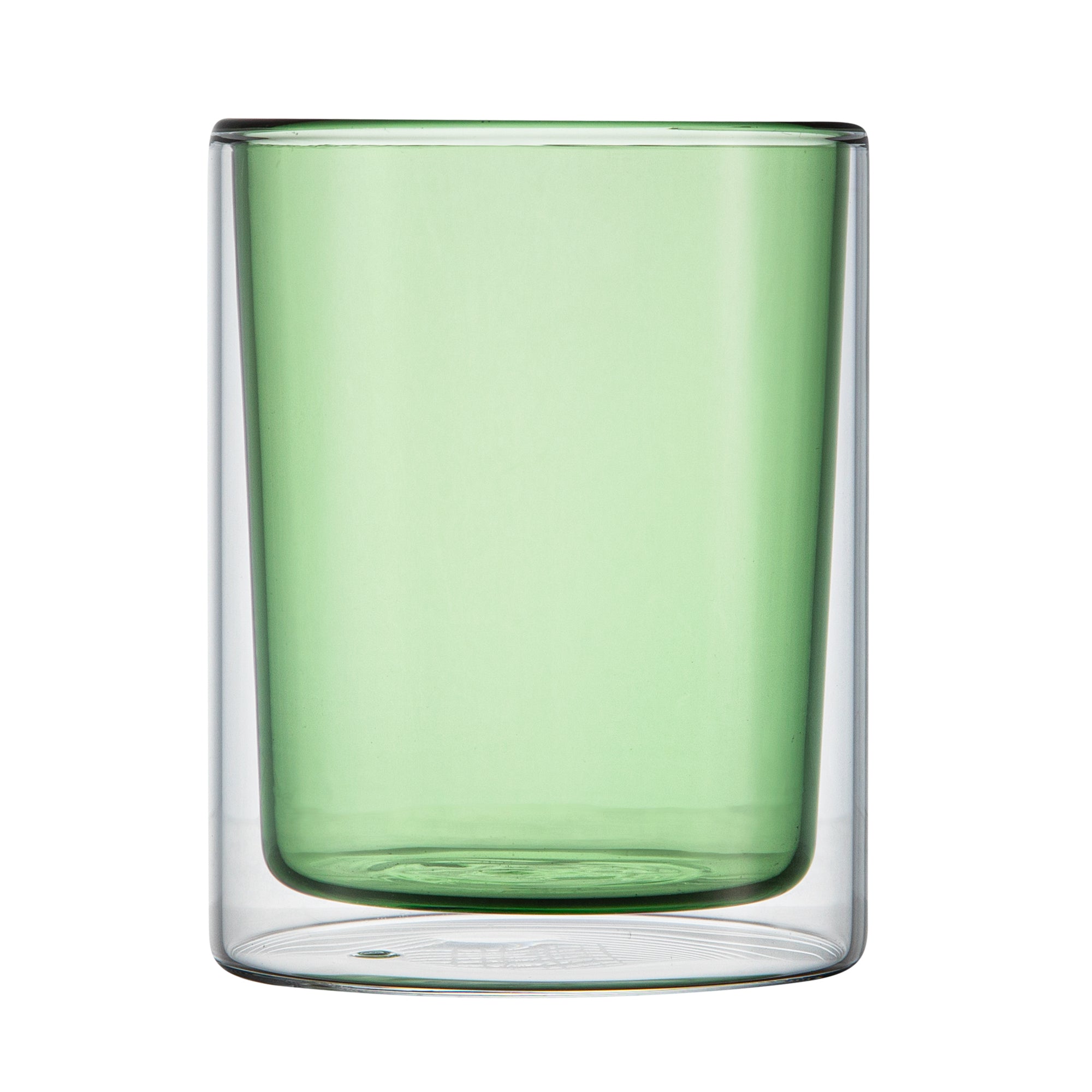 Forma Professional 9 oz Green Glass Tumbler - Double Wall, Borosilicate - 3 1/4" x 3 1/4" x 4" - 2 count box
