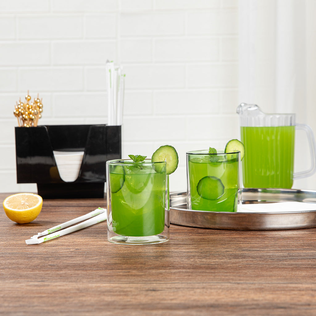 Forma Professional 9 oz Green Glass Tumbler - Double Wall, Borosilicate - 3 1/4" x 3 1/4" x 4" - 2 count box