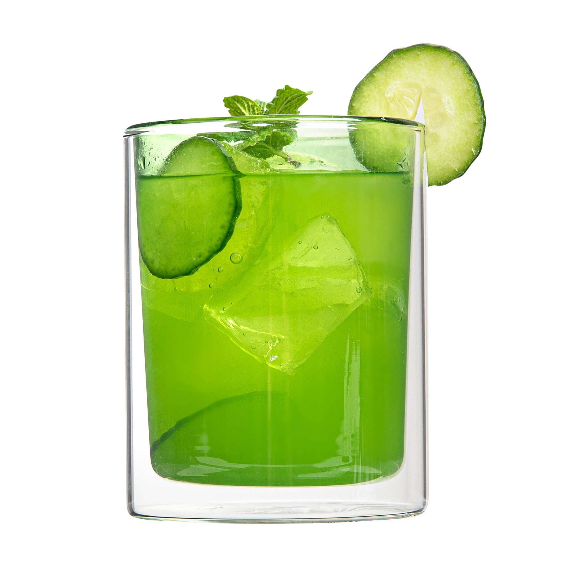 Forma Professional 9 oz Green Glass Tumbler - Double Wall, Borosilicate - 3 1/4" x 3 1/4" x 4" - 12 count box