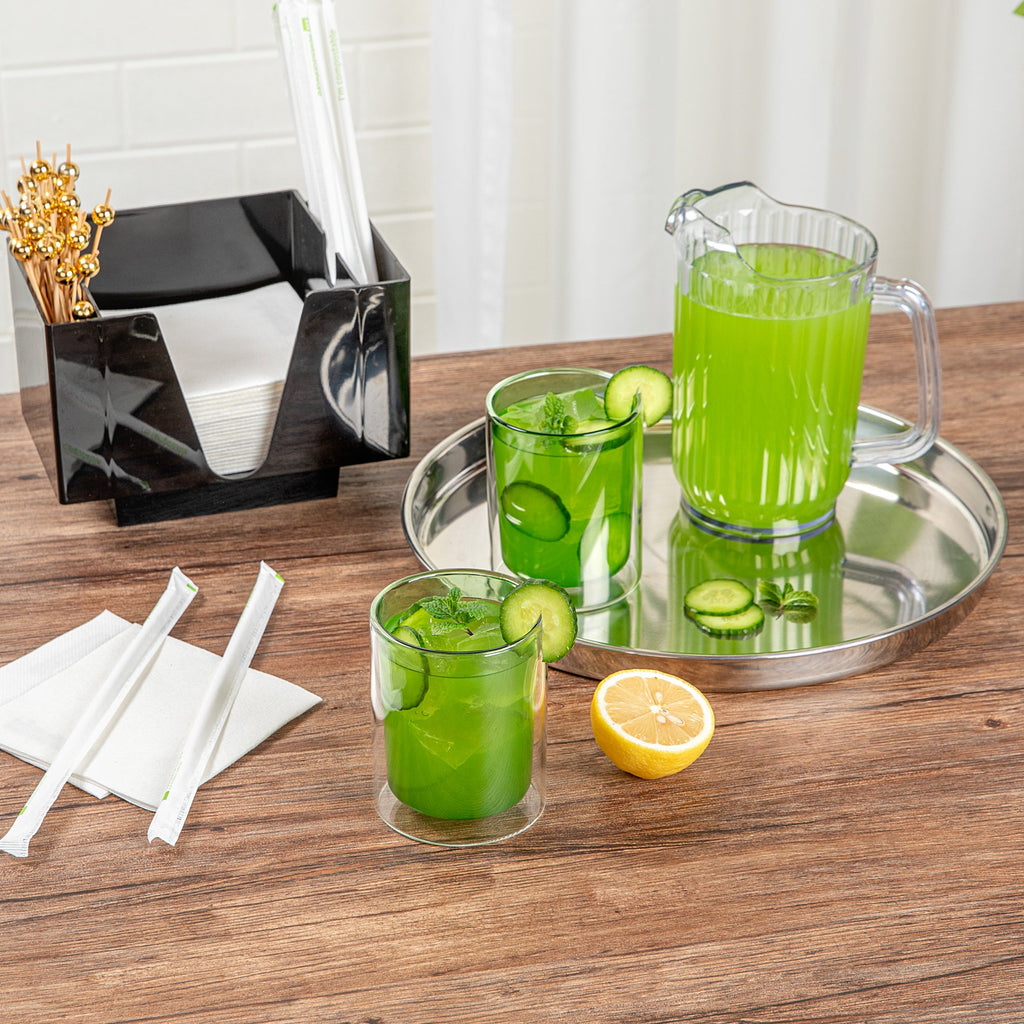 Forma Professional 9 oz Green Glass Tumbler - Double Wall, Borosilicate - 3 1/4" x 3 1/4" x 4" - 12 count box