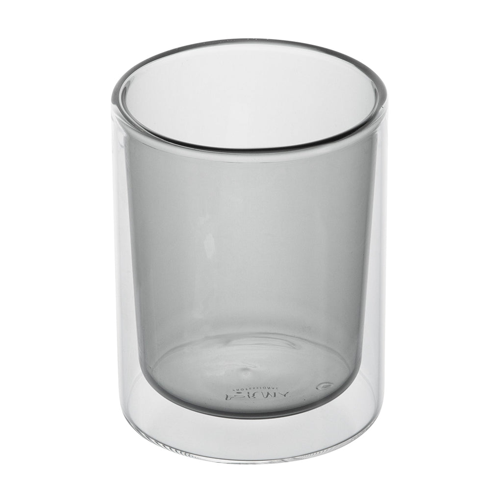 Forma Professional 9 oz Gray Glass Tumbler - Double Wall, Borosilicate - 3 1/4" x 3 1/4" x 4" - 2 count box