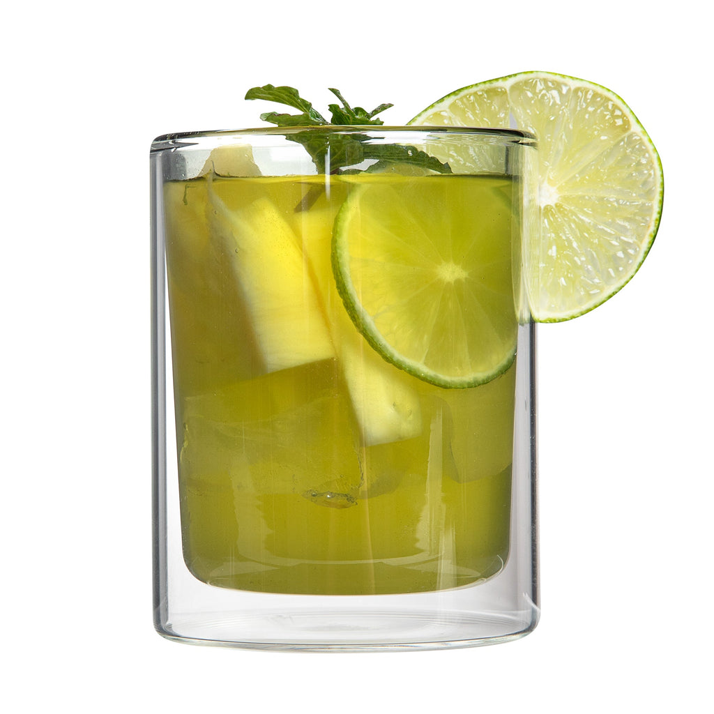 Forma Professional 9 oz Gray Glass Tumbler - Double Wall, Borosilicate - 3 1/4" x 3 1/4" x 4" - 2 count box