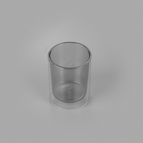 Forma Professional 9 oz Gray Glass Tumbler - Double Wall, Borosilicate - 3 1/4" x 3 1/4" x 4" - 12 count box