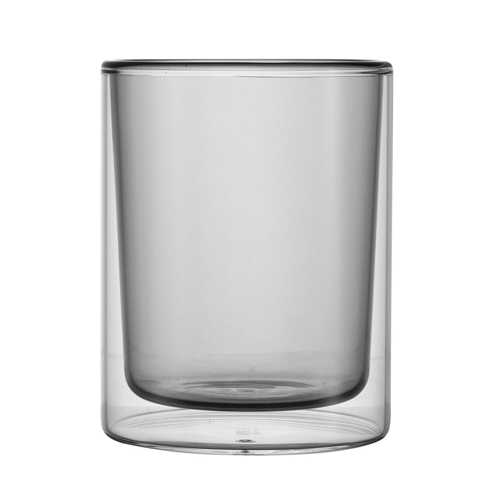 Forma Professional 9 oz Gray Glass Tumbler - Double Wall, Borosilicate - 3 1/4" x 3 1/4" x 4" - 12 count box