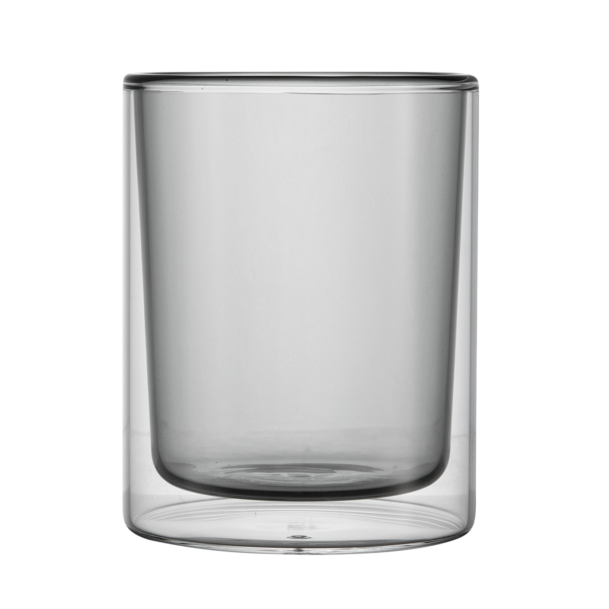 Forma Professional 9 oz Gray Glass Tumbler - Double Wall, Borosilicate - 3 1/4" x 3 1/4" x 4" - 12 count box
