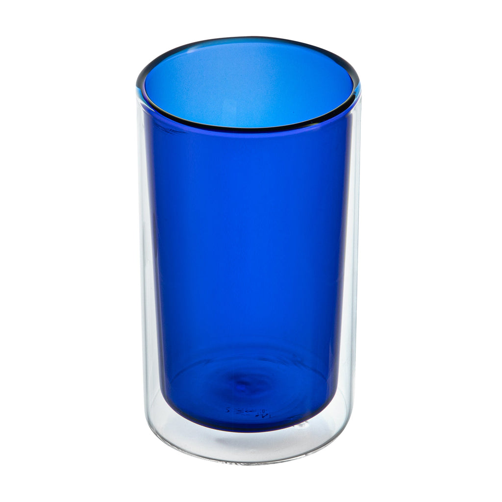 Forma Professional 14 oz Blue Glass Tumbler - Double Wall, Borosilicate - 3 1/4" x 3 1/4" x 5 1/4" - 2 count box