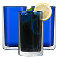 Forma Professional 14 oz Blue Glass Tumbler - Double Wall, Borosilicate - 3 1/4" x 3 1/4" x 5 1/4" - 12 count box