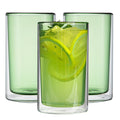 Forma Professional 14 oz Green Glass Tumbler - Double Wall, Borosilicate - 3 1/4" x 3 1/4" x 5 1/4" - 12 count box