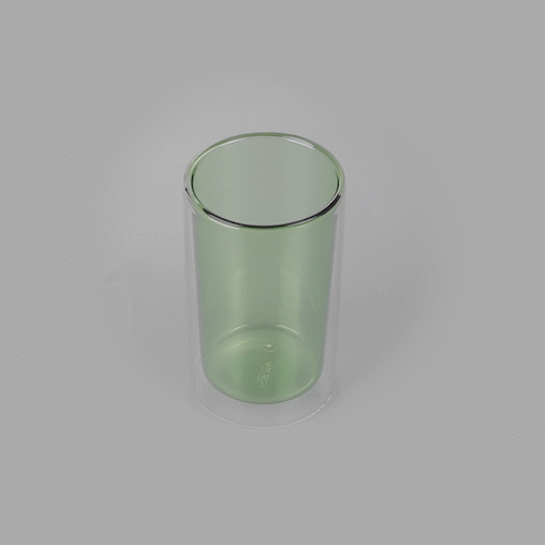 Forma Professional 14 oz Green Glass Tumbler - Double Wall, Borosilicate - 3 1/4" x 3 1/4" x 5 1/4" - 12 count box
